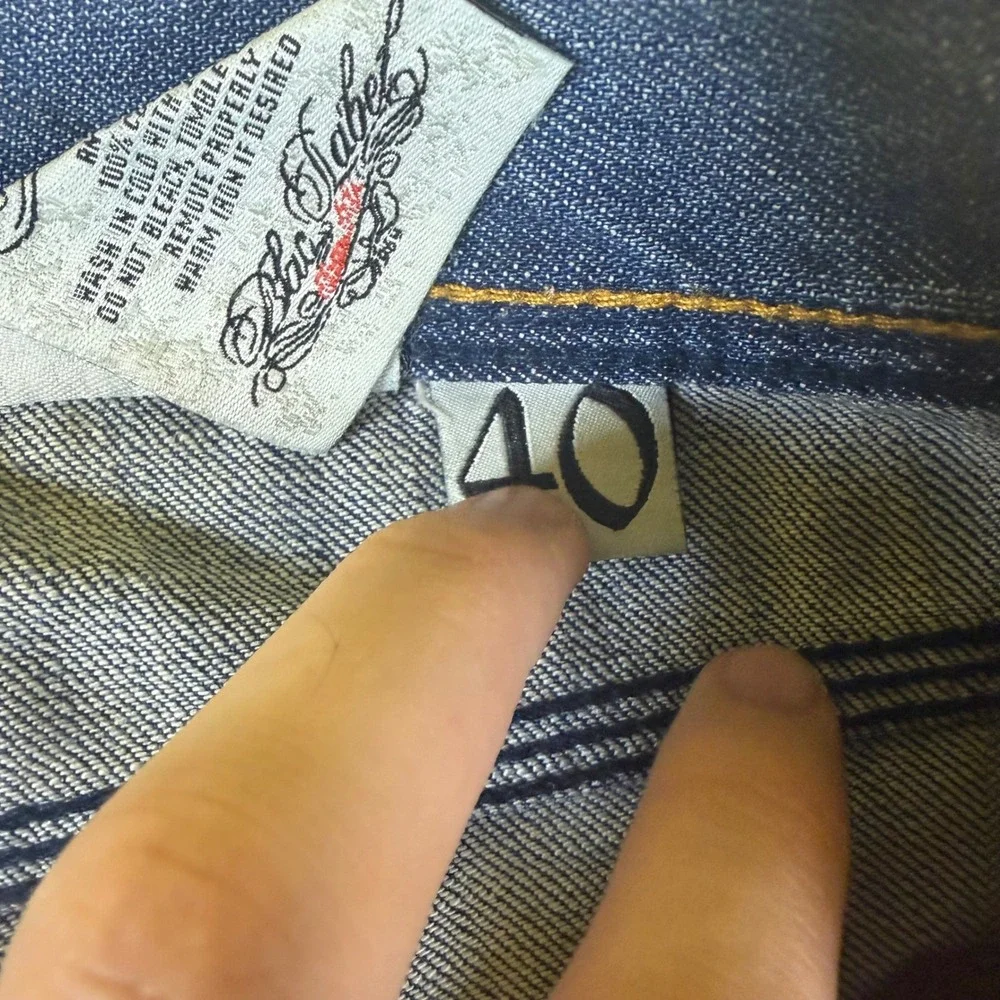 Blac Label Mens Embroidered Cross Relaxed Straight Leg Blue Denim Jeans Size 40